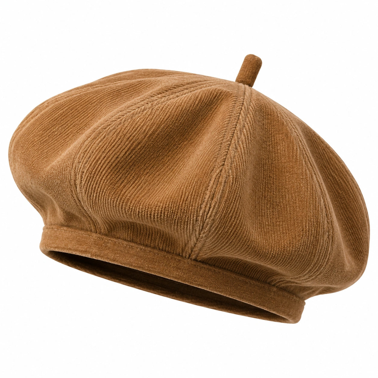 Baskenmütze Einheitsgröße aus Cordstoff camelbraun im klassischen Stil