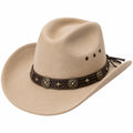 Cowboyhut Einheitsgröße Beige mit Dekorband im Westernstil