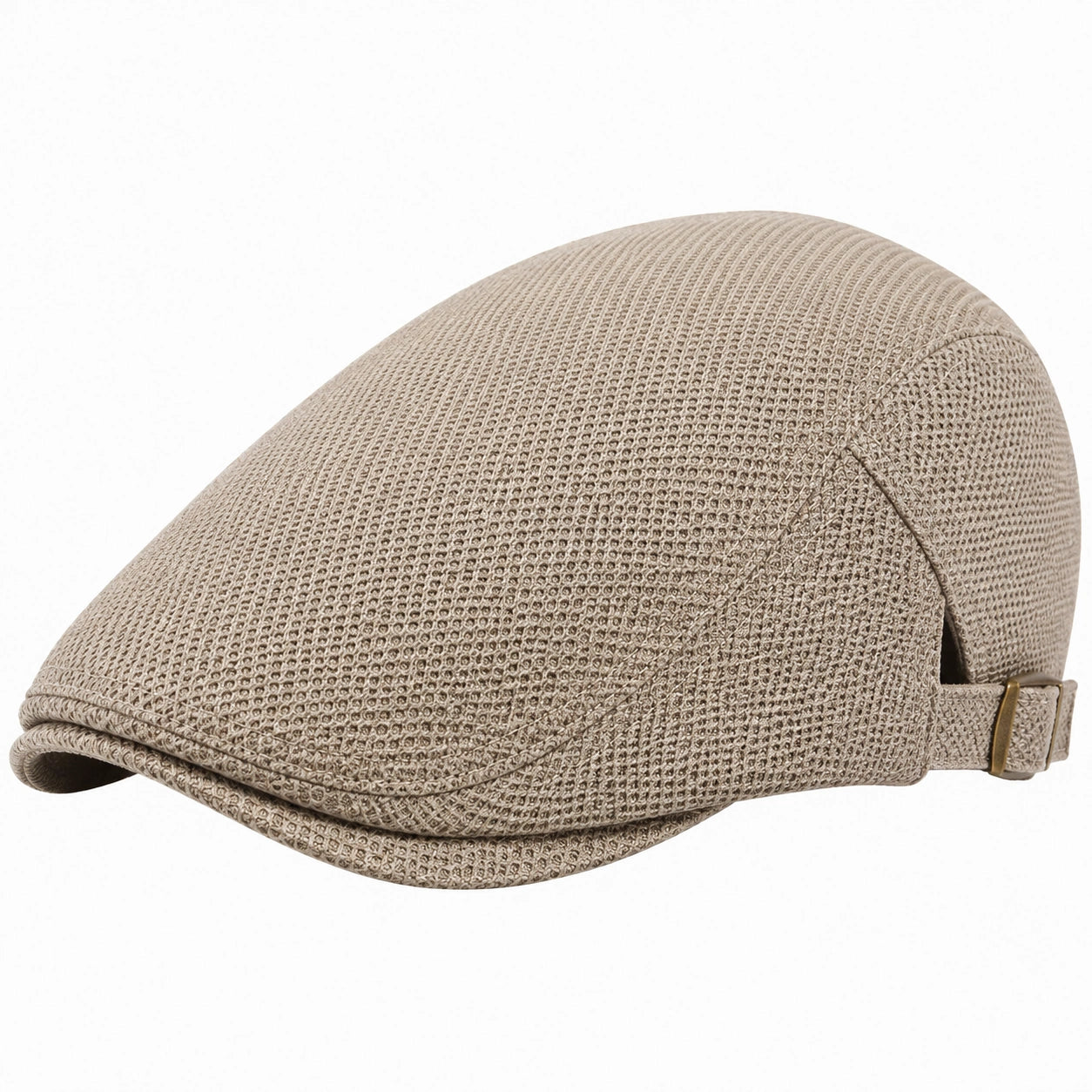 Schiebermütze Einheitsgröße aus Textilgewebe Beige mit verstellbarem Riemen