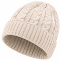 Strickmütze Einheitsgröße Creme mit Zopfmuster und geripptem Umschlag