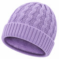 Strickmütze Einheitsgröße in Flieder mit Zopfmuster für den Alltag