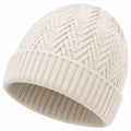 Strickmütze Einheitsgröße Creme mit Umschlag Zopfmuster für Damen und Herren