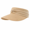 Damen Sonnenvisier One Size Beige aus geflochtenem Material mit Stoffband