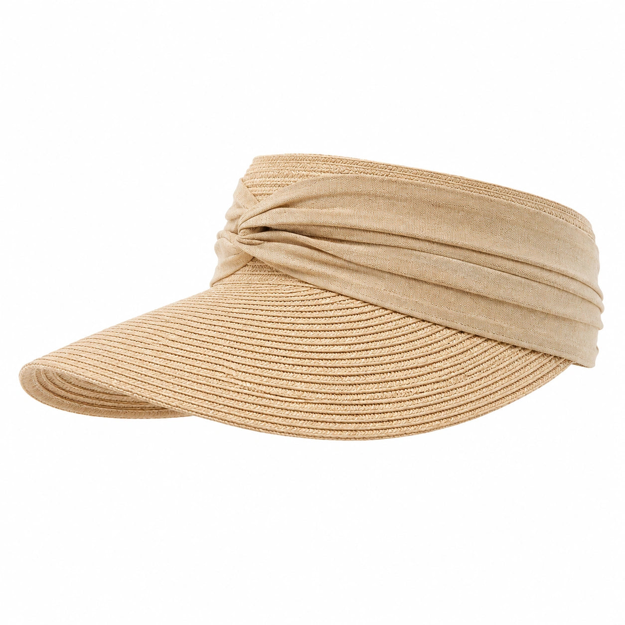 Damen Sonnenvisier One Size Beige aus geflochtenem Material mit Stoffband